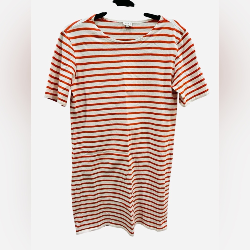 KULE Red Stripe Cotton T-Shirt Dress Size Small Nautical Stripe Casual Shift